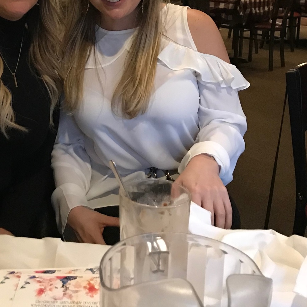 White long sleeve chiffon cold shoulder top